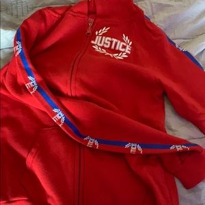 red justice zip up